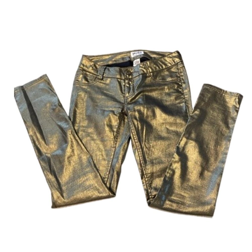 Mudd gold metallic skinny pants, low to mid-rise